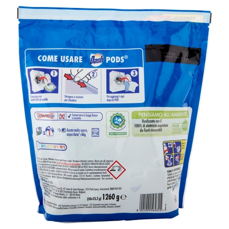 Dash PODS Allin1 Detersivo Lavatrice in Capsule per Bucato Classico 50 Lavaggi 1260 g